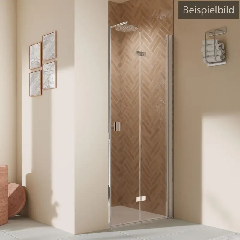 Preisknaller Breuer Elana 2.0 eckig Drehfalttür 2-teilig für Nische oder Badewannenseitenwand (auf Wanne) Türanschlag rechts Klarglas hell mit DualPlus 100 cm - Alu Silber matt