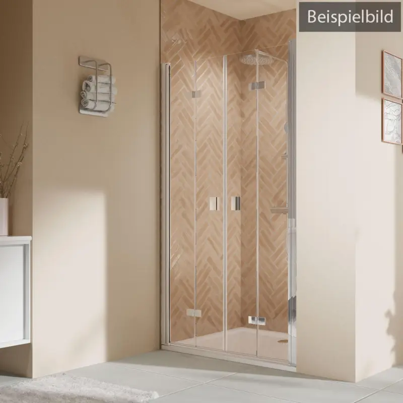 Preis Gesenkt Breuer Elana 2.0 eckig Drehfalttür 4-teilig für Nische Satiniert 160 cm - Alu Silber matt