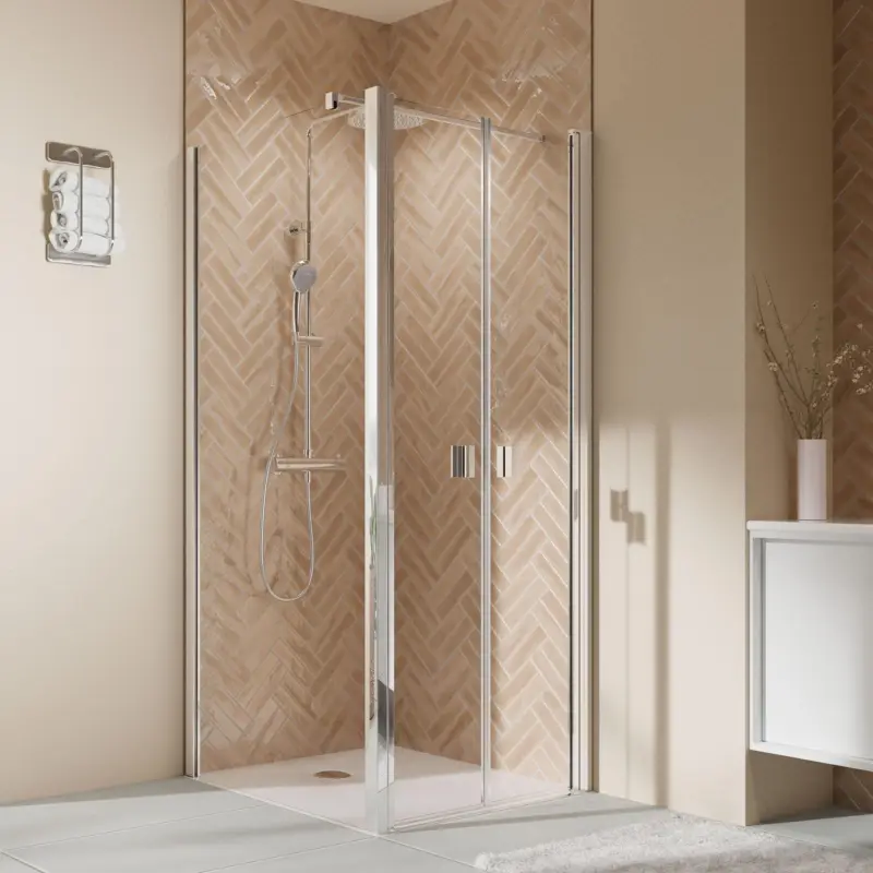 Breuer Elana 2.0 eckig Pendeltür für Seitenwand Klarglas hell 100 cm - Alu Chromeffekt Markenware