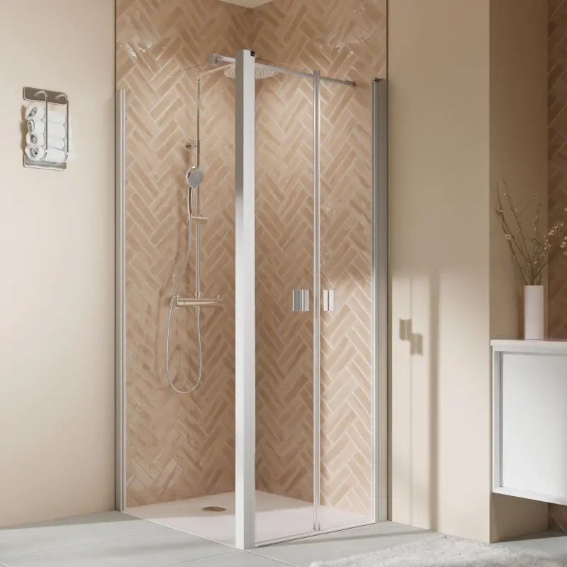 Breuer Elana 2.0 eckig Pendeltür für Seitenwand Klarglas hell 100 cm - Weiß matt Highlight