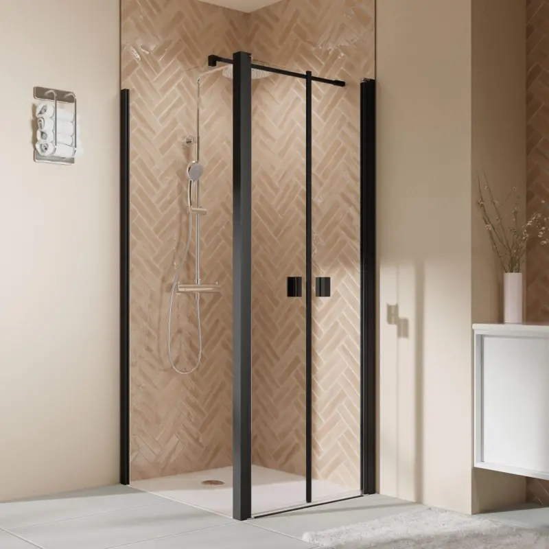 Breuer Elana 2.0 eckig Black Edition Pendeltür für Seitenwand Klarglas hell 100 cm - Schwarz matt Ausverkauf