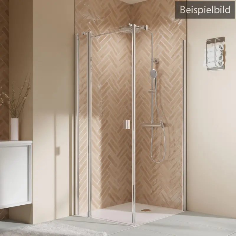 Breuer Elana 2.0 eckig Black Edition Drehtür mit Festteil für Seitenwand oder Badewannen-SW (neben Wanne) Türanschlag links Grau getönt 120 cm - Schwarz matt Nur Für Kurze Zeit