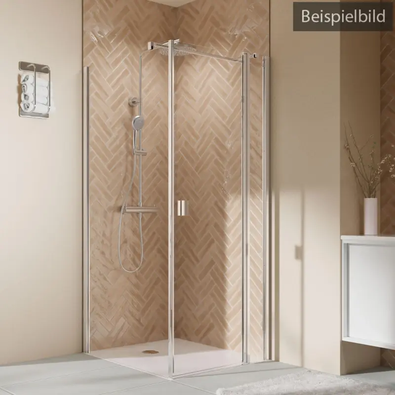 Breuer Elana 2.0 eckig Drehtür mit Festteil für Seitenwand oder Badewannen-SW (neben Wanne) Türanschlag rechts Bronce getönt 120 cm - Alu Silber matt Markenprodukt