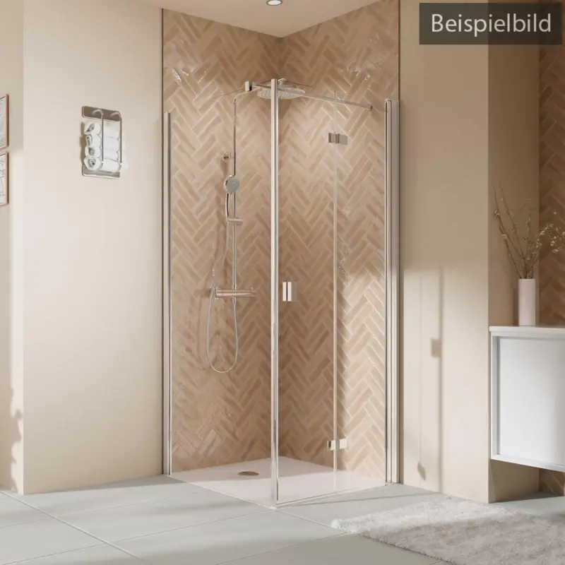 Preisknaller Breuer Elana 2.0 eckig Drehfalttür 2-teilig für Seitenwand oder Badewannen-SW (neben Wanne) Türanschlag rechts Intima 100 cm - Alu Silber matt