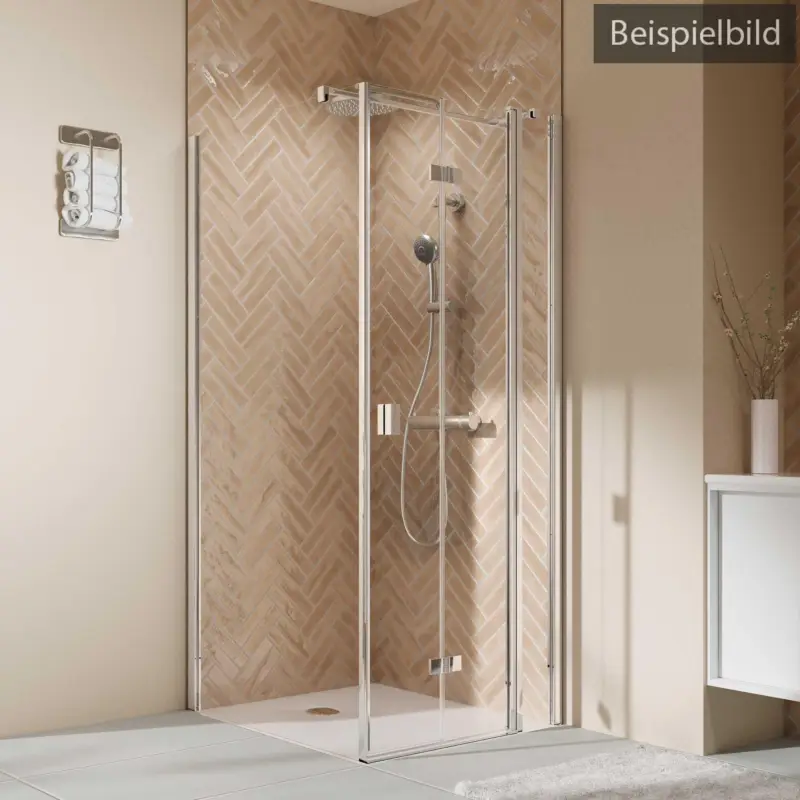 Knallerangebot Breuer Elana 2.0 eckig Black Edition Drehfalttür mit Festteil für Seitenwand oder Badewannen-SW (neben Wanne) Türanschlag rechts Klarglas hell mit DualPlus 90 cm - Schwarz matt