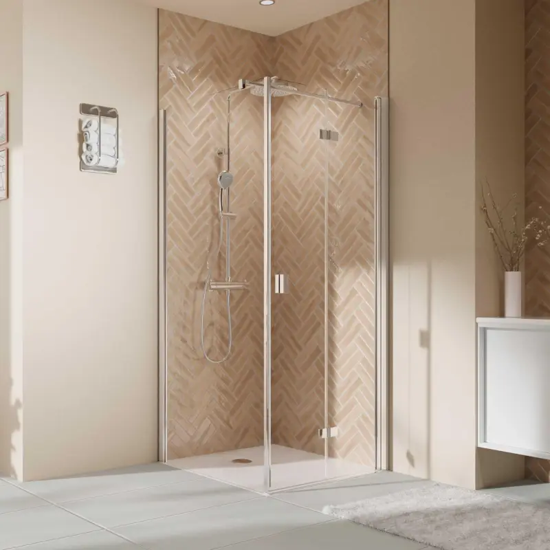 Breuer Elana 2.0 eckig Seitenwand für Drehtür oder Drehfalttür Wandanschlag links Klarglas hell 90 cm - Alu Chromeffekt Meistverkauft