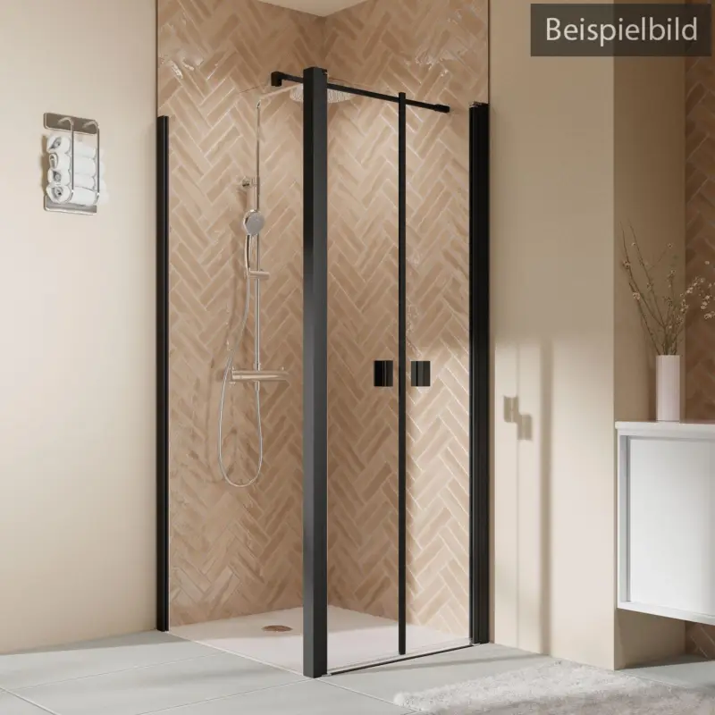 Breuer Elana 2.0 eckig Black Edition Seitenwand für Pendeltür Wandanschlag links Bella C 90 cm - Schwarz matt Ausverkauf