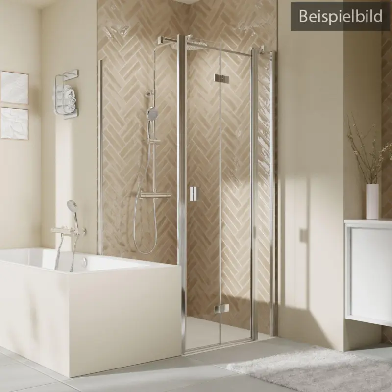 Sale Breuer Elana 2.0 eckig Badewannenseitenwand für Drehtür oder Drehfalttür (auf Wanne) Wandanschlag links Klarglas hell mit DualPlus 90 cm - Alu Silber matt