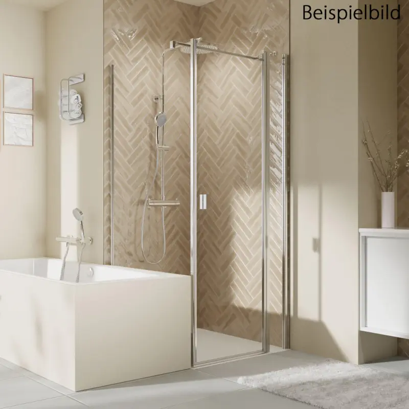 Breuer Elana 2.0 eckig Badewannenseitenwand für Drehtür oder Drehfalttür (neben Wanne) Wandanschlag links Terrazzo 90 cm - Weiß matt Finale Aktion