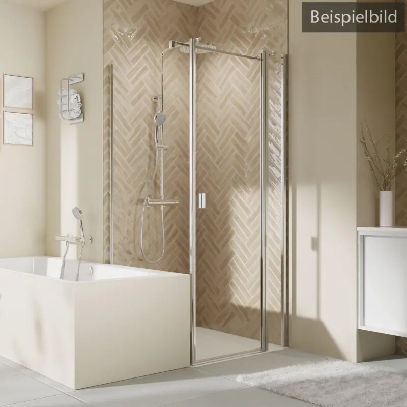 Finale Aktion Breuer Elana 2.0 eckig Black Edition Badewannenseitenwand für Drehtür oder Drehfalttür (neben Wanne) Wandanschlag links Bronce getönt 90 cm - Schwarz matt