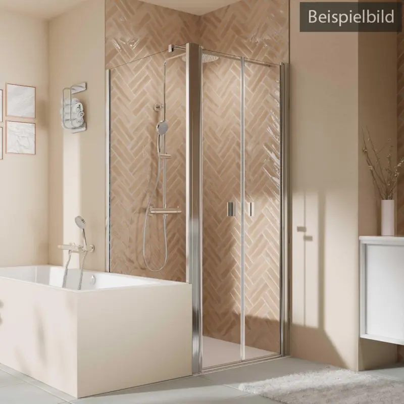 Breuer Elana 2.0 eckig Badewannenseitenwand für Pendeltür (auf Wanne) Wandanschlag links Bronce getönt 90 cm - Weiß matt Bestpreis