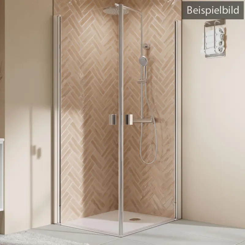 Jetzt Kaufen Breuer Elana 2.0 eckig Eckeinstieg Drehtür 2-teilig Intima 80 x 100 cm - Alu Silber matt