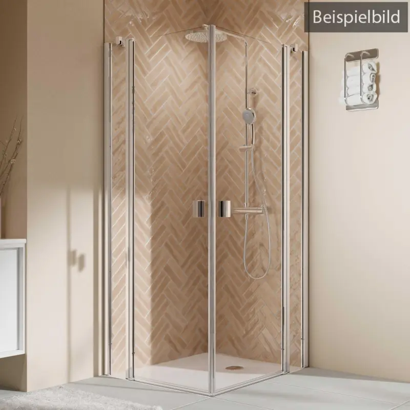Breuer Elana 2.0 eckig Black Edition Eckeinstieg Drehtür mit Festteil 4-teilig Satiniert 120 x 90 cm - Schwarz matt Finale Aktion