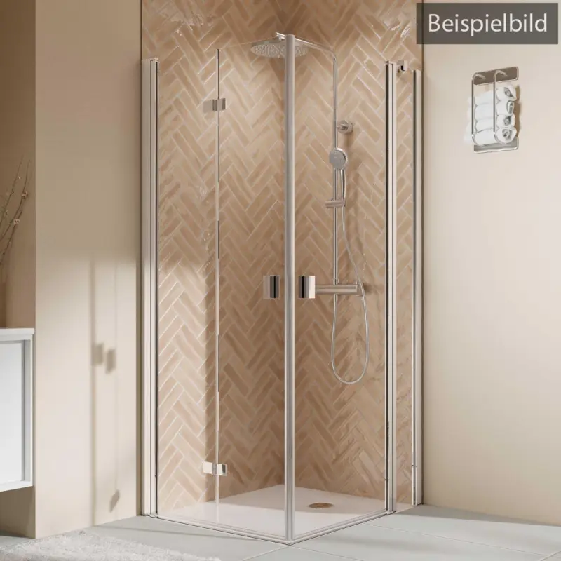 Super-Preis Breuer Elana 2.0 eckig Black Edition Eckeinstieg Kombination Drehfalttür links / Drehtür mit Festteil rechts Satiniert 75 x 90 cm - Schwarz matt