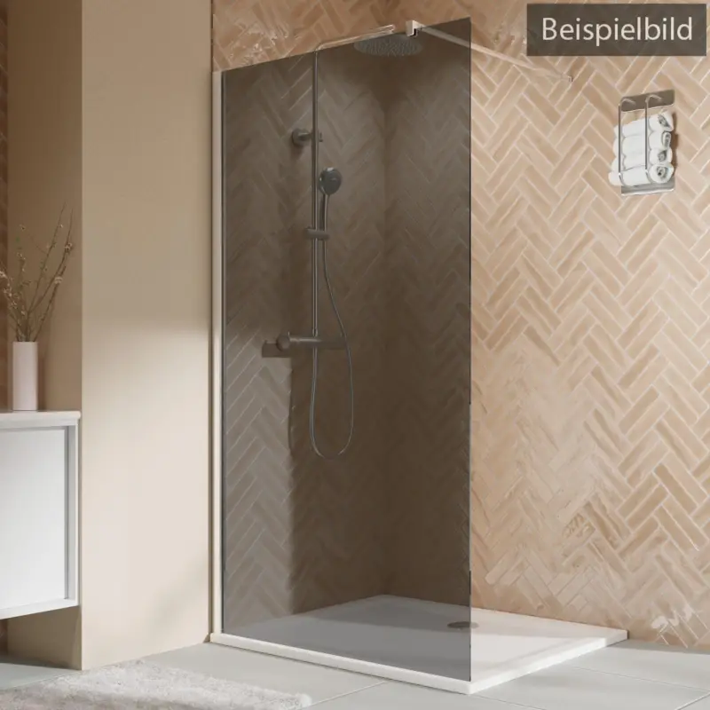 Breuer Elana 2.0 eckig Walk-In Duschwand alleinstehend Grau getönt 140 cm - Weiß matt Letzte Chance