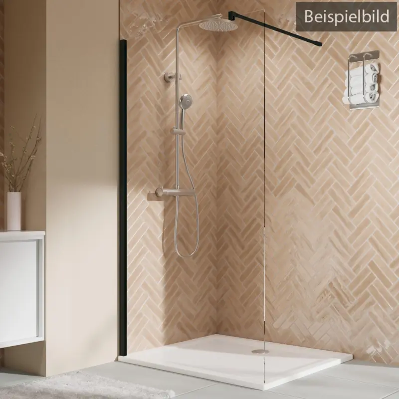 Breuer Elana 2.0 eckig Black Edition Walk-In Duschwand alleinstehend Bella C 100 cm - Schwarz matt Bestpreis