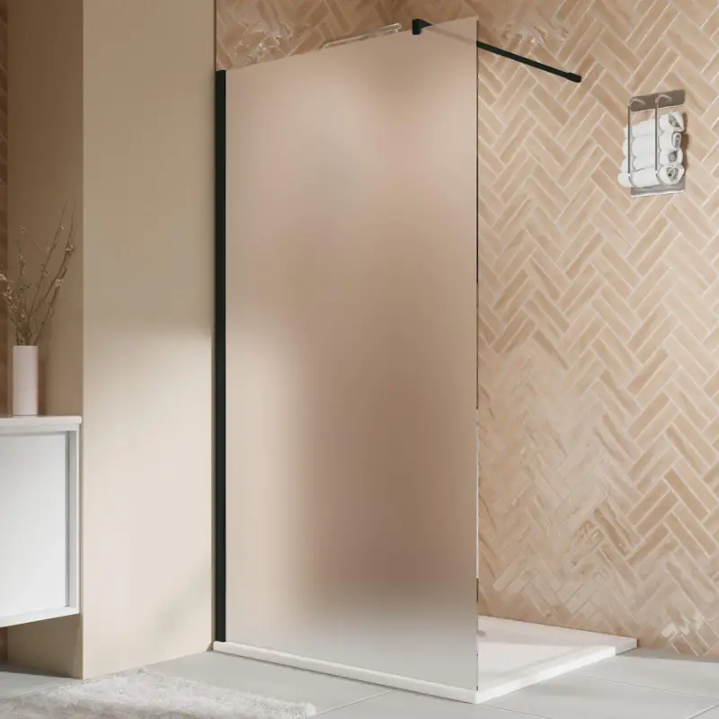 Breuer Elana 2.0 eckig Black Edition Walk-In Duschwand alleinstehend Satiniert 140 cm - Schwarz matt Günstig