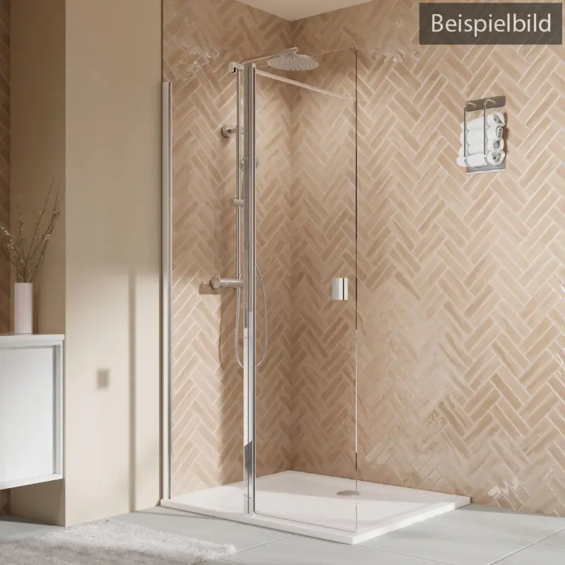 Top-Angebot Breuer Elana 2.0 eckig Walk-In Duschwand mit beweglichem Element in Flucht Wandanschlag links Satiniert 140 cm - Weiß matt