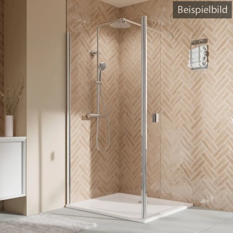 Must-Have Breuer Elana 2.0 eckig Walk-In Duschwand mit beweglichem Element über Eck Wandanschlag links Bronce getönt 160 cm - Alu Silber matt