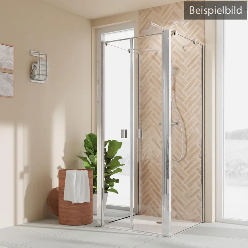Neu Im Sortiment Breuer Elana 2.0 eckig Black Edition U-Kabine Pendeltür mit 2 Seitenwänden Bella C 80 x 100 cm - Schwarz matt
