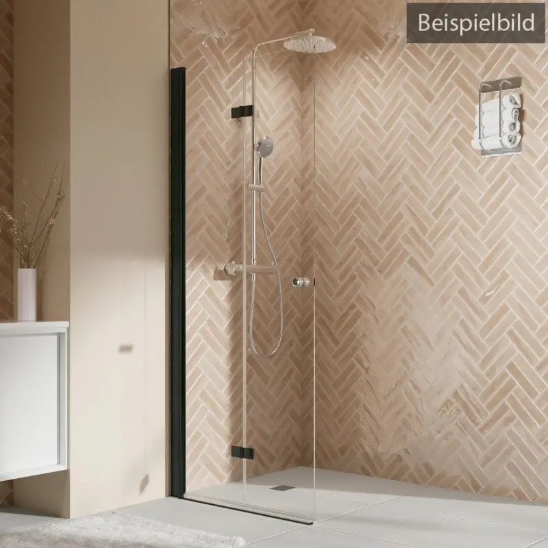 Sofort Bestellen Breuer Elana 2.0 rund Black Edition Walk-In Drehfalttür alleinstehend Türanschlag links Bronce getönt 120 cm - Schwarz matt