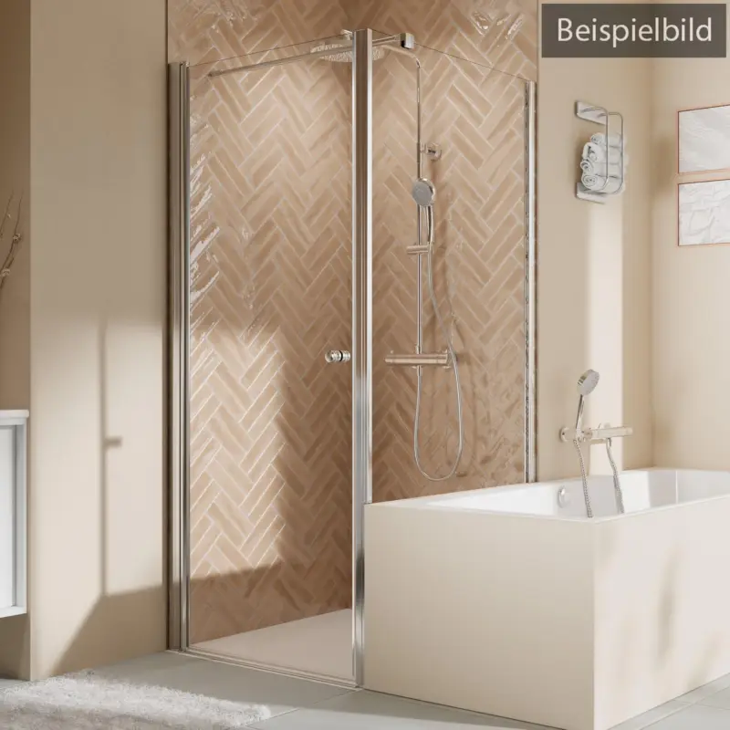 Preiswert Breuer Elana 2.0 rund Black Edition Badewannenseitenwand für Drehtür oder Drehfalttür (auf Wanne) Wandanschlag rechts Klarglas hell mit DualPlus 90 cm - Schwarz matt