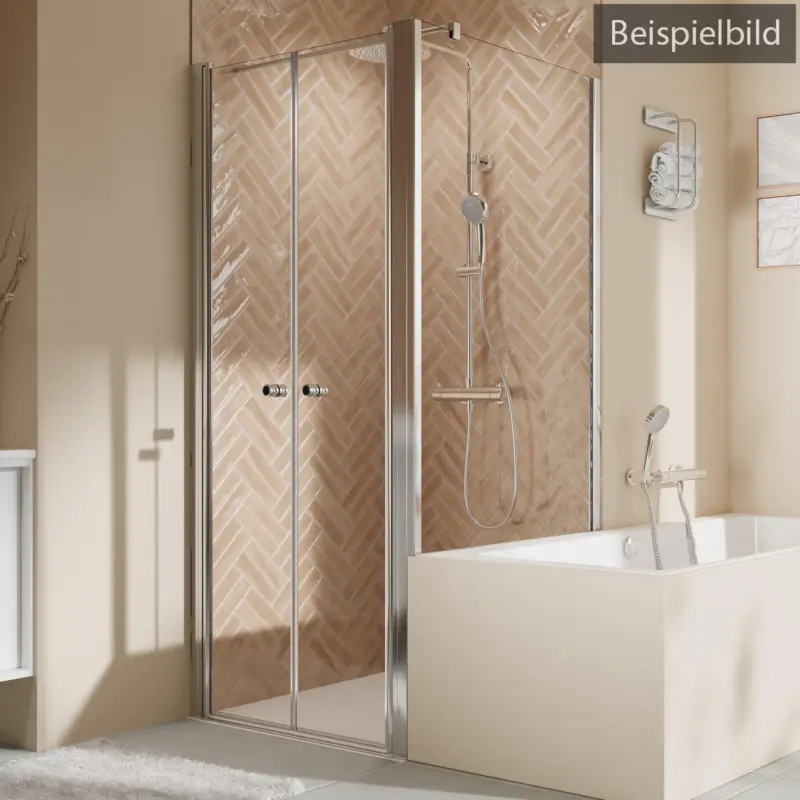 Breuer Elana 2.0 rund Black Edition Badewannenseitenwand für Pendeltür (auf Wanne) Wandanschlag rechts Satiniert 90 cm - Schwarz matt Ausverkauf