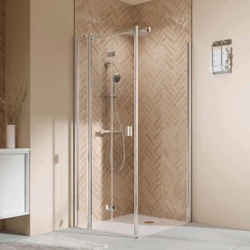 Versand Am Gleichen Tag Breuer Elana 2.0 eckig Seitenwand für Drehtür oder Drehfalttür Wandanschlag rechts Klarglas hell 90 cm - Alu Chromeffekt