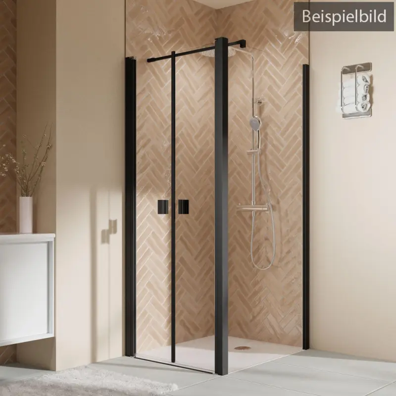 Breuer Elana 2.0 eckig Black Edition Seitenwand für Pendeltür Wandanschlag rechts Klarglas hell mit DualPlus 120 cm - Schwarz matt Günstig