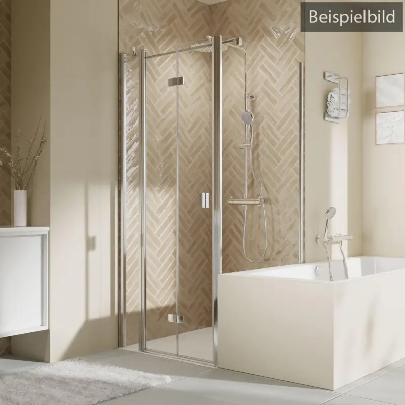 Echt Breuer Elana 2.0 eckig Badewannenseitenwand für Drehtür oder Drehfalttür (auf Wanne) Wandanschlag rechts Terrazzo 90 cm - Weiß matt
