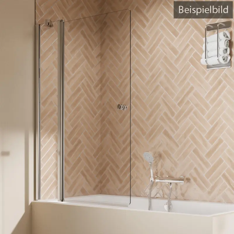 Breuer Elana 2.0 rund Drehtür mit Festteil für Badewanne Türanschlag links Satiniert 100 cm - Alu Chromeffekt Saisonangebot