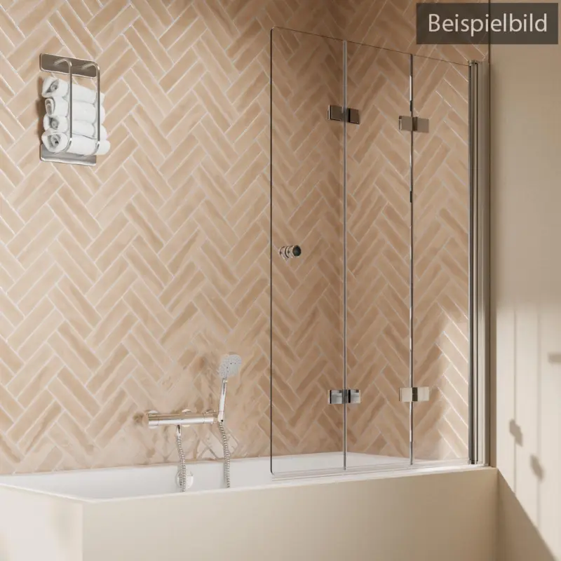 Abverkauf Breuer Elana 2.0 rund Drehfalttür für Badewanne 3-teilig Türanschlag rechts Grau getönt 120 cm - Alu Chromeffekt
