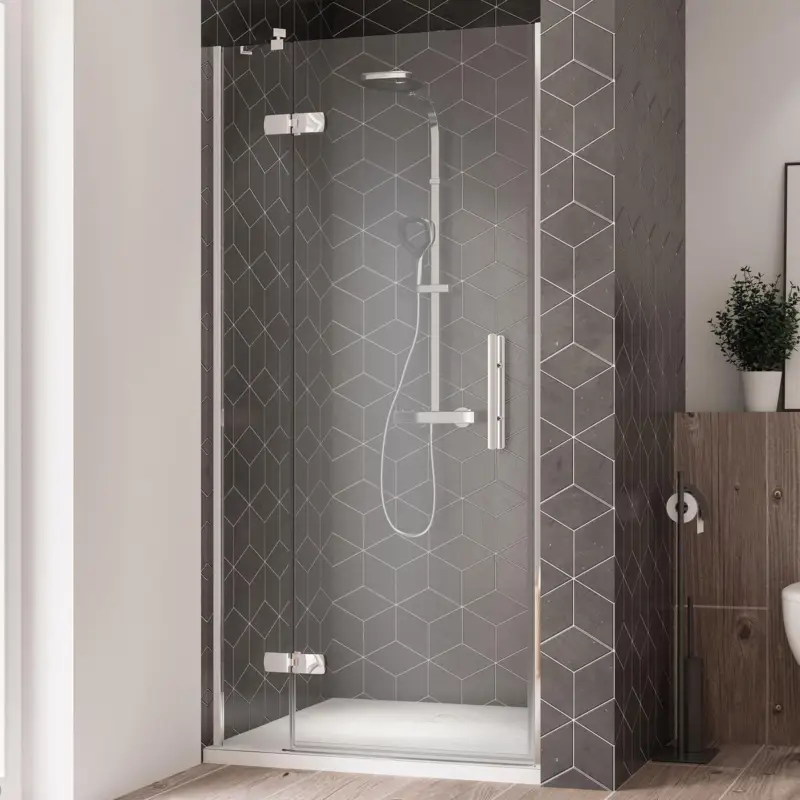 Top-Seller Breuer Avanta Drehtür mit Festteil für Nische Türanschlag links Klarglas hell 90 cm - Alu Chromeffekt