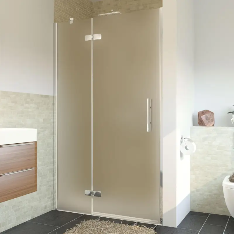 Breuer Avanta Drehtür mit Festteil für Nische Türanschlag links Satiniert 100 cm - Alu Chromeffekt Schnäppchen