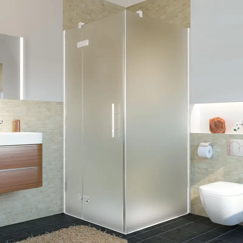 Heißes Angebot Breuer Avanta Drehtür mit Festteil für Seitenwand oder Badewannenseitenwand (neben Wanne) Türanschlag links Satiniert 90 cm - Alu Chromeffekt
