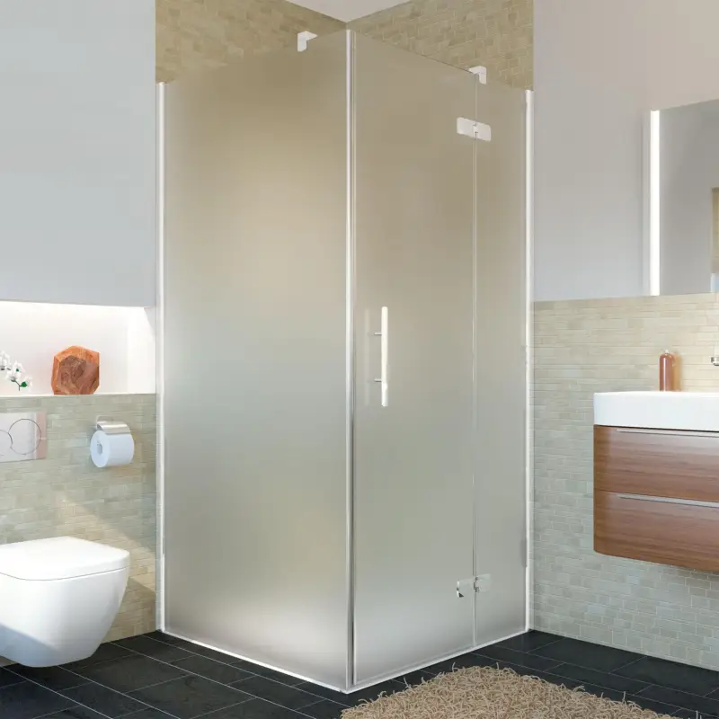 Angebot Breuer Avanta Seitenwand für Drehtür mit Festteil Satiniert 80 cm - Alu Chromeffekt