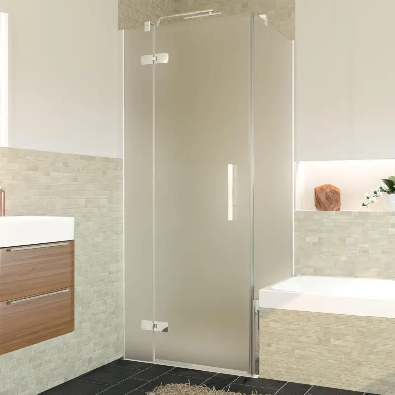 Breuer Avanta Badewannenseitenwand für Drehtür mit Festteil (neben Wanne) Satiniert 75 cm - Alu Chromeffekt Online Kaufen