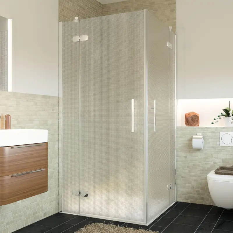 Breuer Avanta Eckeinstieg Drehtür mit Festteil 4-teilig Mastercarre 75 x 75 cm - Alu Chromeffekt Bestpreis