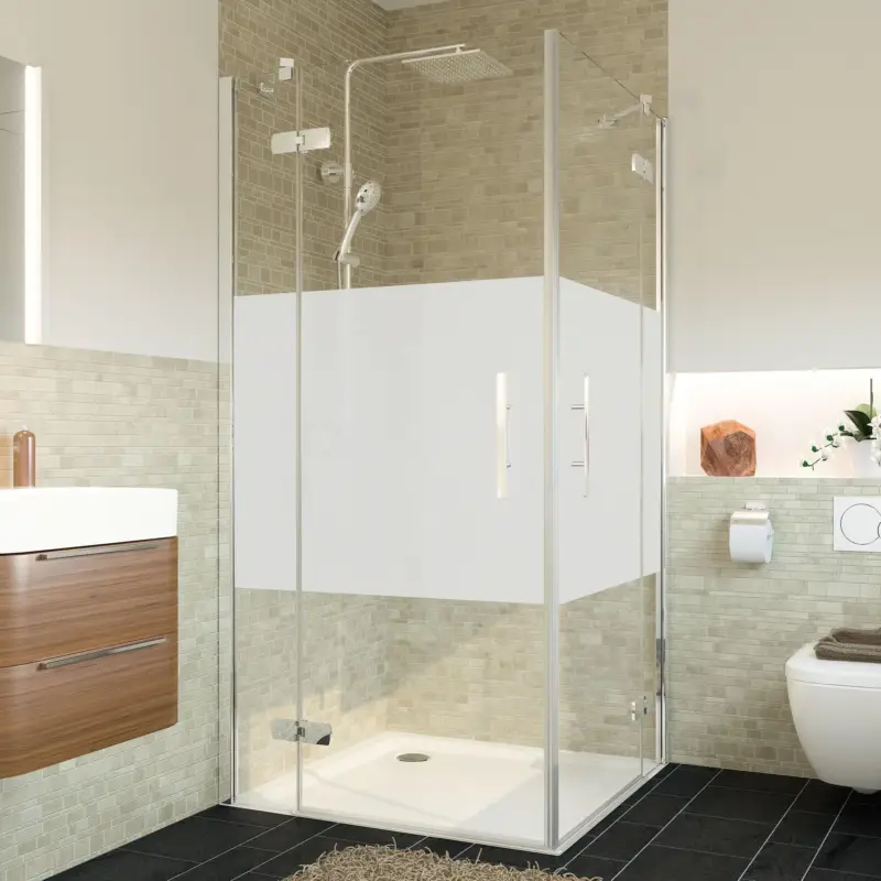 Breuer Avanta Eckeinstieg Drehtür mit Festteil 4-teilig Intima 100 x 100 cm - Alu Chromeffekt Neue Kollektion