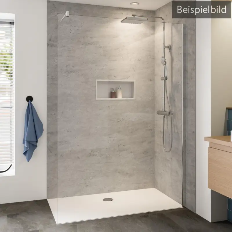 Direktkauf Breuer Entra Black Edition Walk-In Duschwand alleinstehend Stabilisator zur Wand Grün getönt 140 cm - Schwarz matt