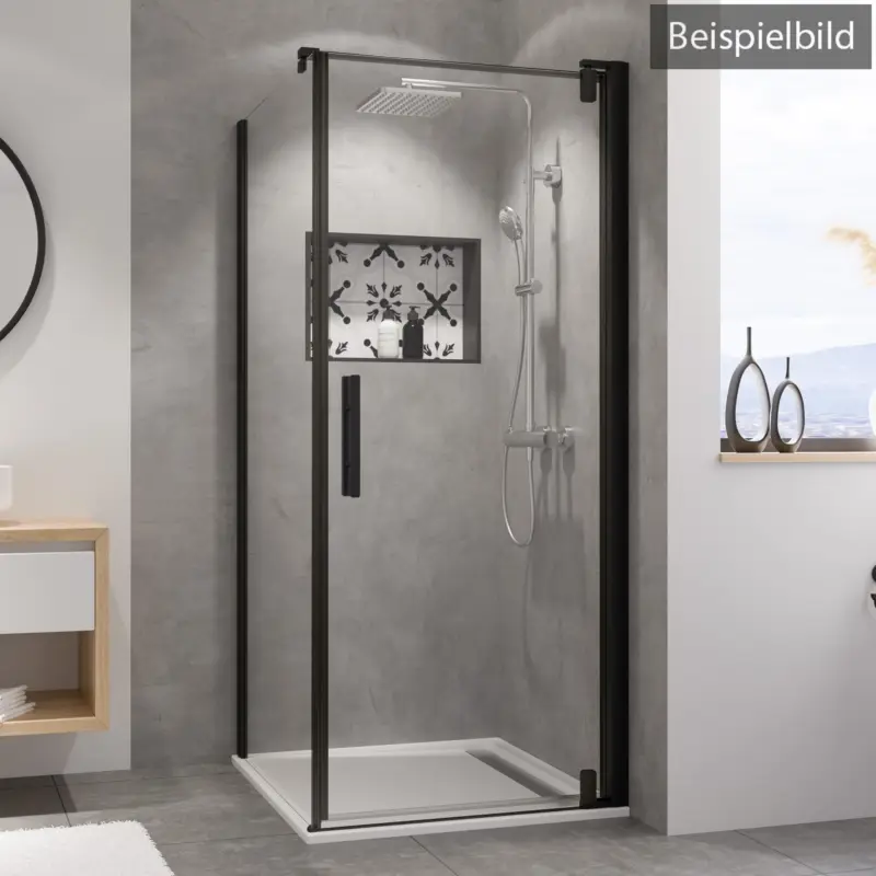 Günstig Breuer Europa Design Black Edition Seitenwand für Drehtür Wandanschlag links Terrazzo 120 cm - Schwarz matt