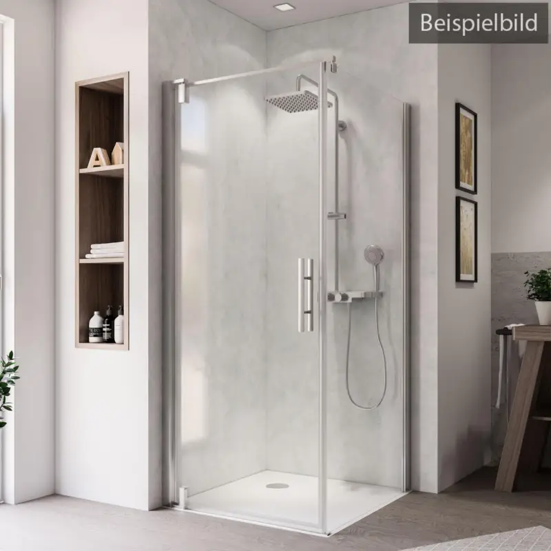 Breuer Europa Design Seitenwand für Drehtür Wandanschlag rechts Bronze getönt 120 cm - Alu Chromeffekt Geprüft