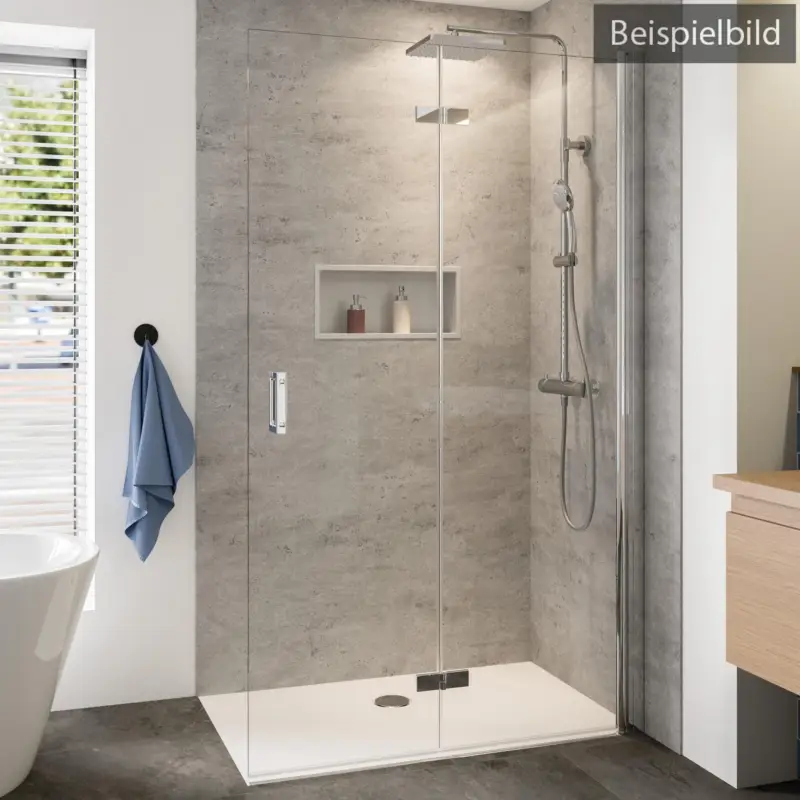 Online Kaufen Breuer Panorama Walk-In Drehfalttür alleinstehend Türanschlag rechts Klarglas hell mit DualPlus 100 cm - Alu Silber matt