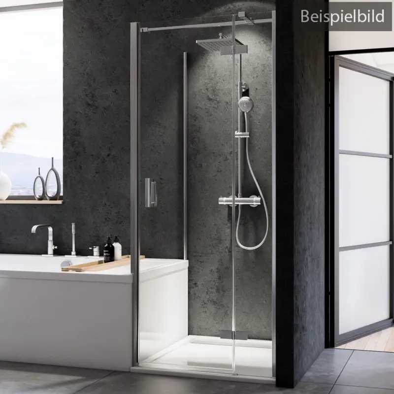 Online Kaufen Breuer Panorama Badewannenseitenwand für Drehtür mit Festteil (auf Wanne) Terrazzo 75 cm - Alu Chromeffekt