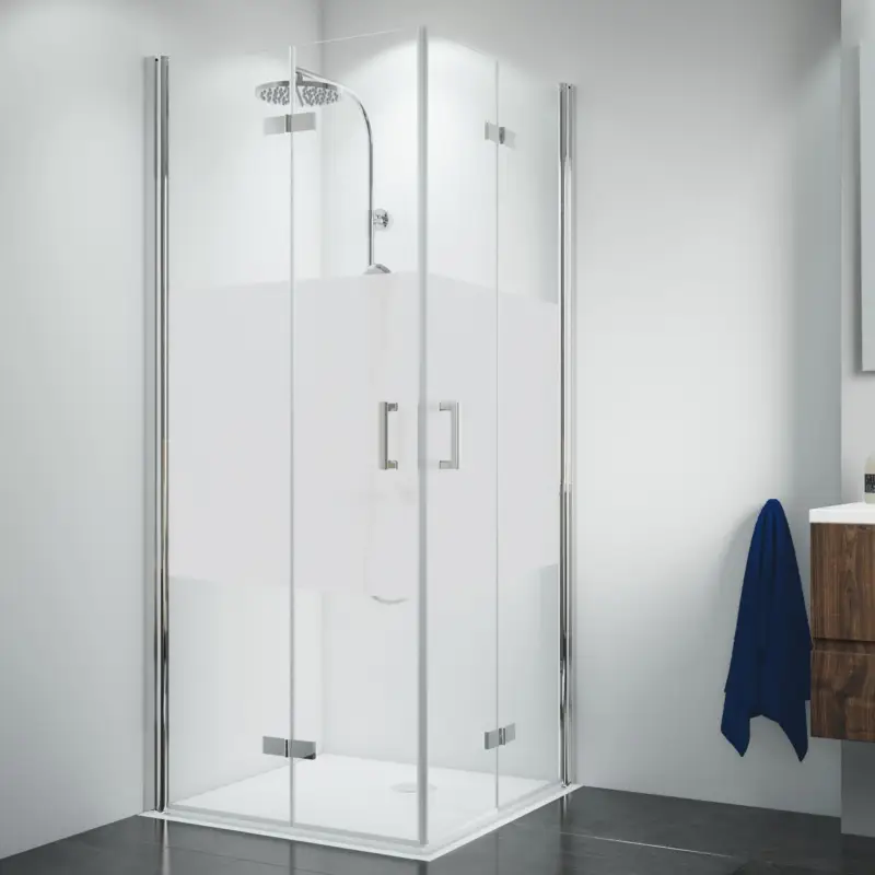 Billig Breuer Panorama Eckeinstieg Drehfalttür 4-teilig Intima 90 x 75 cm - Alu Chromeffekt