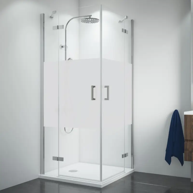 Breuer Panorama Eckeinstieg Drehtür mit Festteil 4-teilig Intima 100 x 80 cm - Alu Chromeffekt Preisreduziert