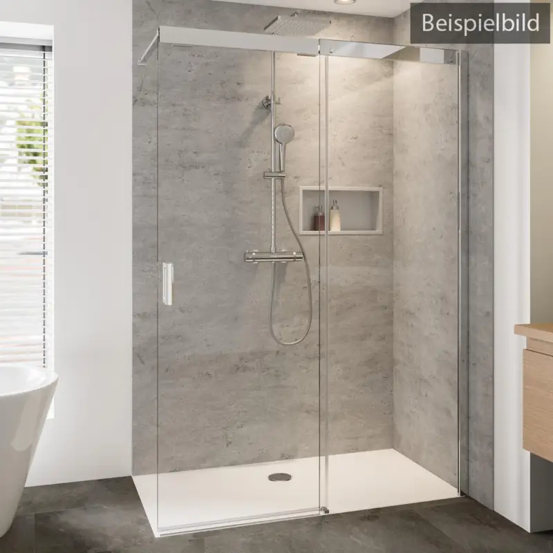 Breuer Panorama Soft & Silent Walk-In Schiebetür alleinstehend Türanschlag rechts Mastercarre 140 cm - Alu Chromeffekt Zertifiziert