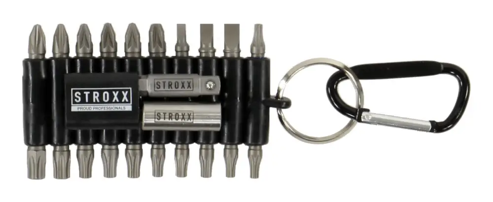 Geprüft Stroxx Bit-Set, 22-teilig, 1/4 Zoll, 25 mm, S2-Stahl, mit Gummihalter & Karabiner