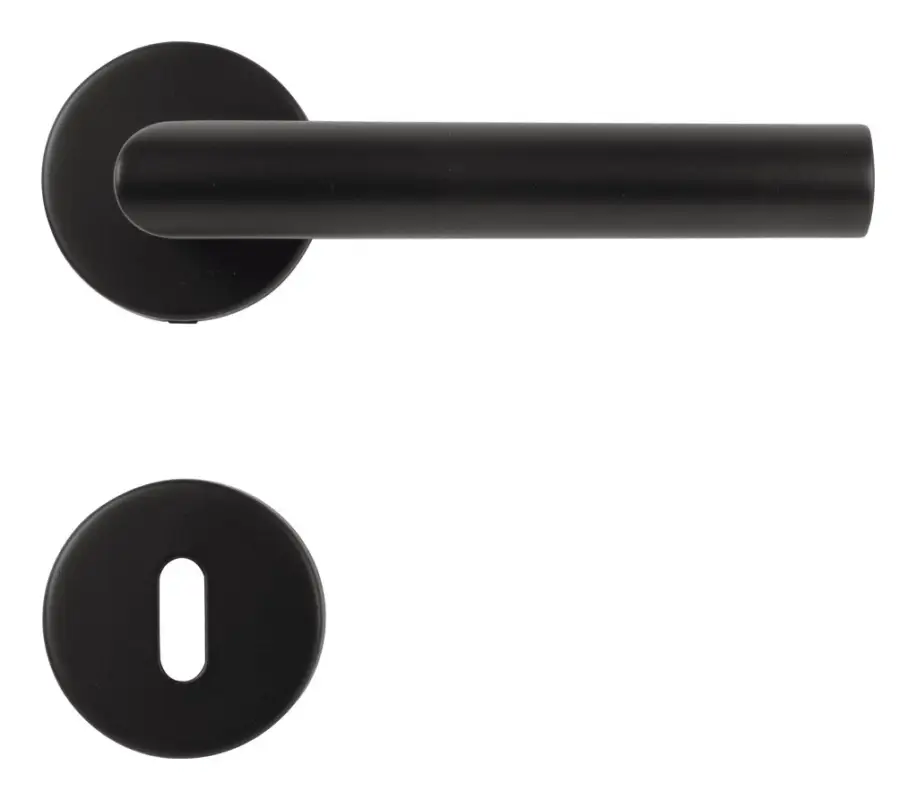 Stroxx Drückergarnitur Gehrungsform, Buntbart, Edelstahl schwarz matt Knallerangebot