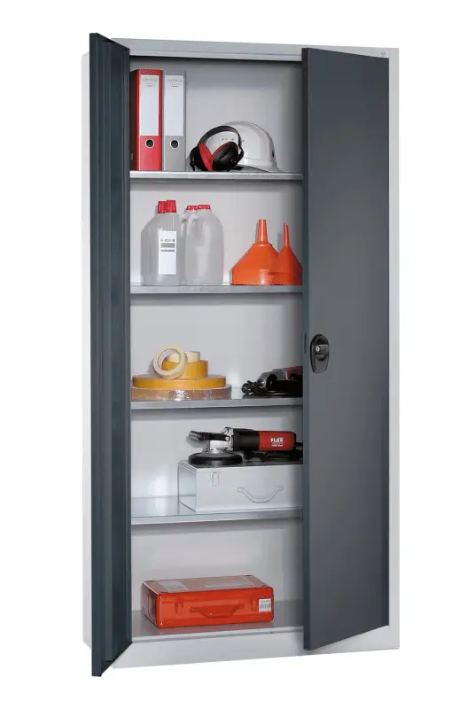 Billig Stroxx Flügeltürenschrank mit 4 Böden 1950 x 935 x 400 mm RAL 7035/7016